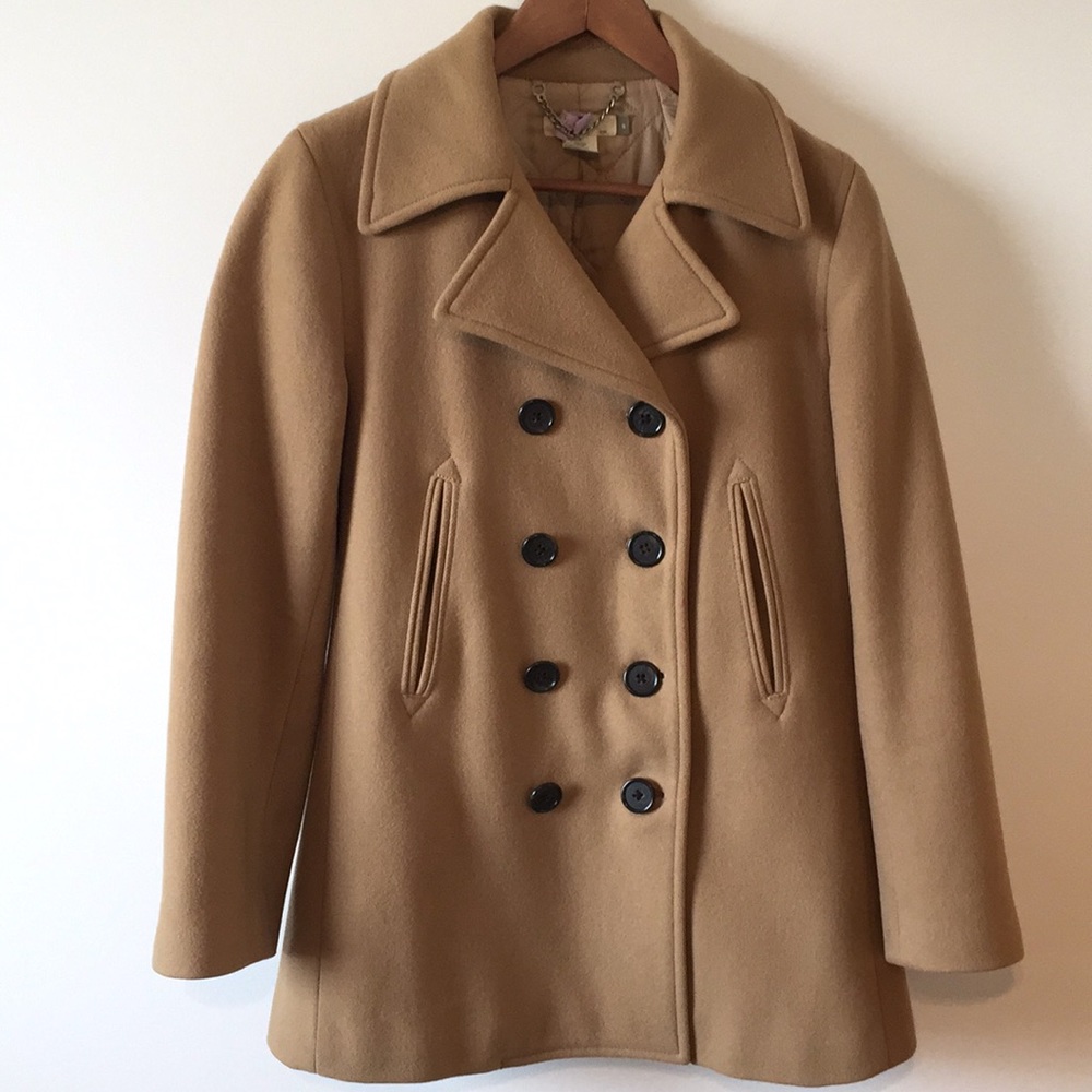 J Crew camel pea coat w thinsulate